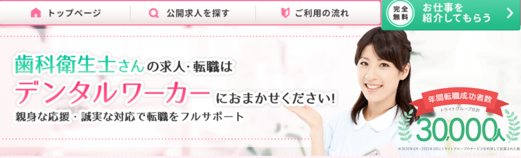 デンタルワーカーのトップ画面